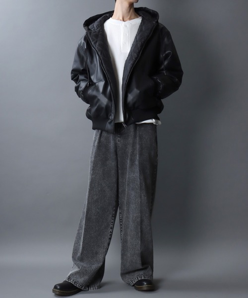 SITRY（シトリー） ブルゾン アウター Synthetic Leather Zip Hoodie