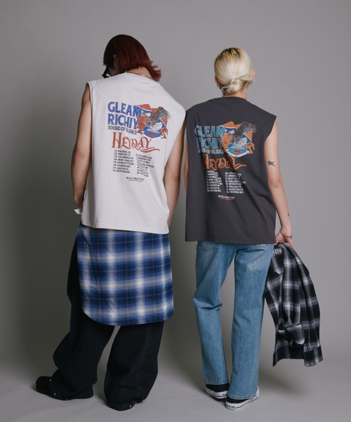 「POWER TO THE PEOPLE」 ノースリーブトップス M チャコール メンズ_画像4
