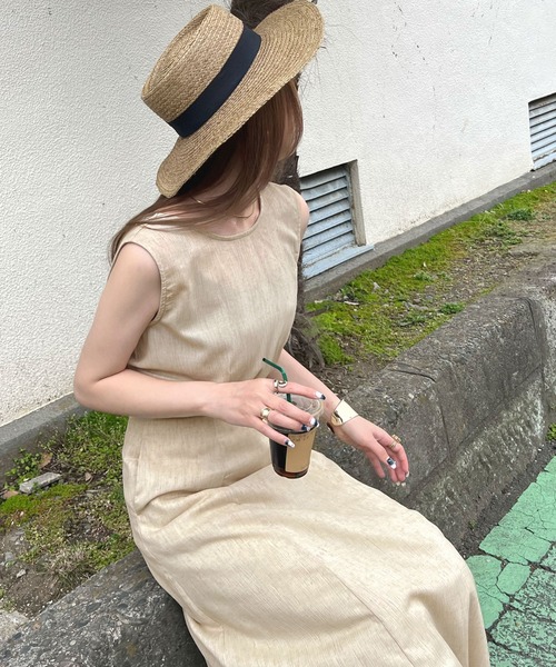 「Futier land」 ノースリーブワンピース MEDIUM イエロー レディース_画像9