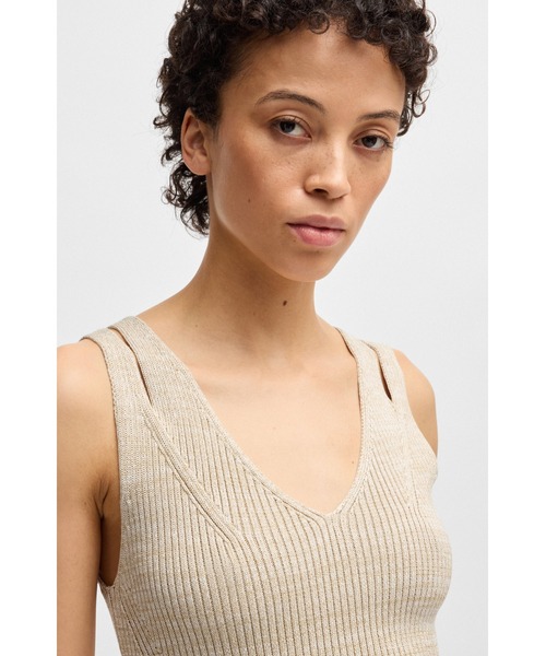 BOSS（HUGO BOSS） tシャツ ノースリーブ ニットトップス Vネック