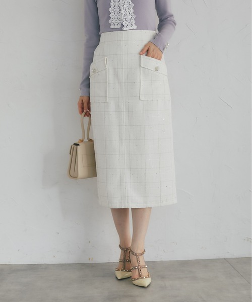 tocco closet（トッコ クローゼット） スカート フラワービジュー釦