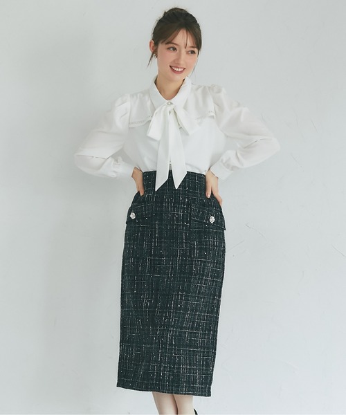 tocco closet（トッコ クローゼット） スカート フラワービジュー釦