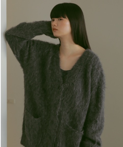 「CASA FLINE」 ニットカーディガン FREE チャコールグレー レディース_画像6