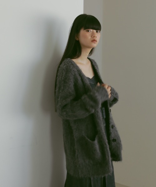 「CASA FLINE」 ニットカーディガン FREE チャコールグレー レディース_画像7