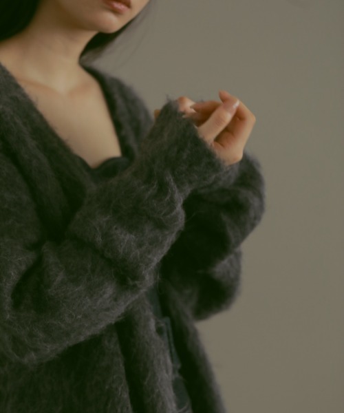 「CASA FLINE」 ニットカーディガン FREE チャコールグレー レディース_画像8