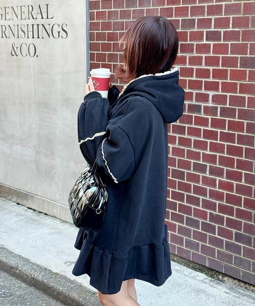 frunco ワンピース 裏起毛フリルスエットパーカーワンピ : ZOZOTOWN