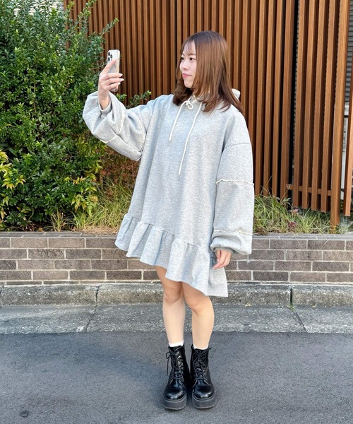 frunco ワンピース 裏起毛フリルスエットパーカーワンピ : ZOZOTOWN 