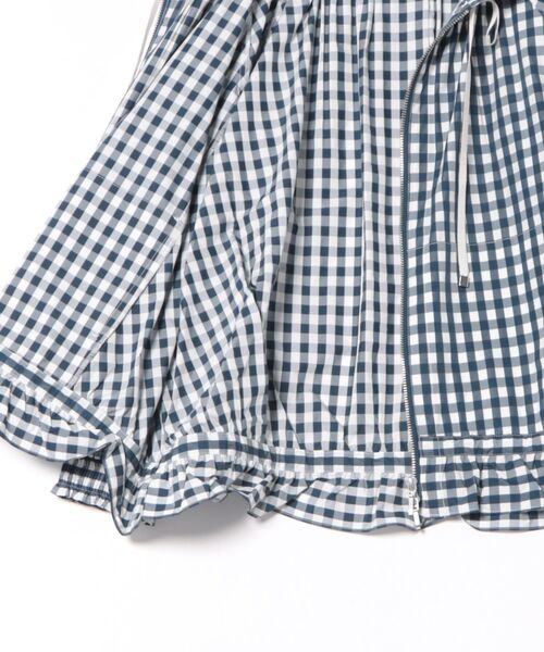 ブルゾン アウター gingham check pleats frill blouson レディースの画像
