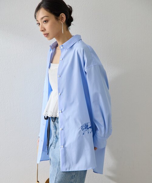 Whim Gazette（ウィム ガゼット） ブラウス シャツ アニマル刺繍シャツ