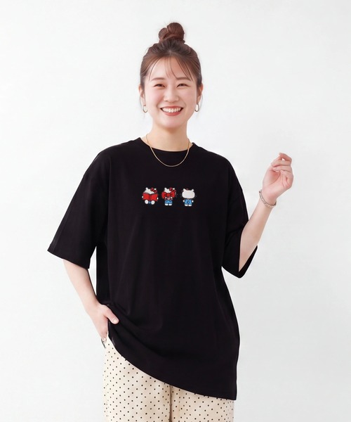 サンリオ ハローキティ Tシャツ(L) ブラック アパレル 日本製 Sanrio sanrio（サンリオ） tシャツ 「サンリオ」ハローキティ/半袖Tシャツ