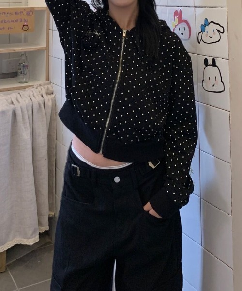 「LADY LIKE」 「DIAVEL」ジップアップパーカー M ブラック レディース_画像7