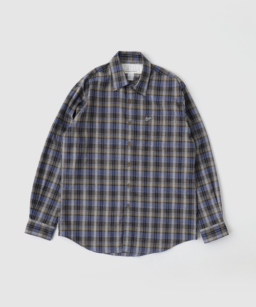 ERL（イーアールエル） シャツ UNISEX GREY CHECK SHIRT WOVEN メンズ
