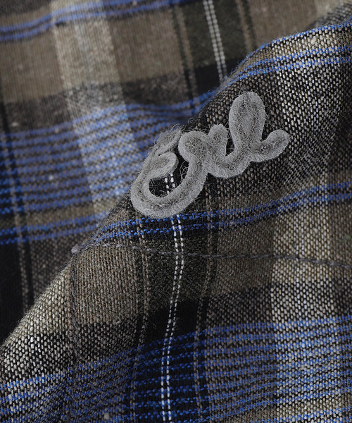 ERL（イーアールエル） シャツ UNISEX GREY CHECK SHIRT WOVEN メンズ