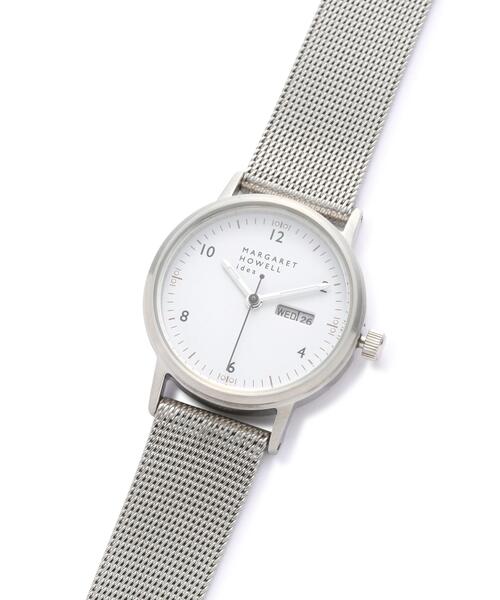 【電池交換済】MARGARET HOWELL 腕時計 ラウンド シルバー 白 MARGARET HOWELL マーガレット・ハウエルの電池交換