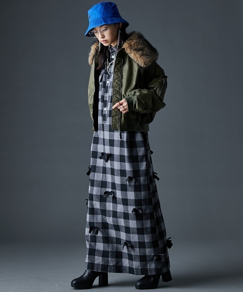 「GEVS.」 シャツワンピース M レッド レディース_画像8