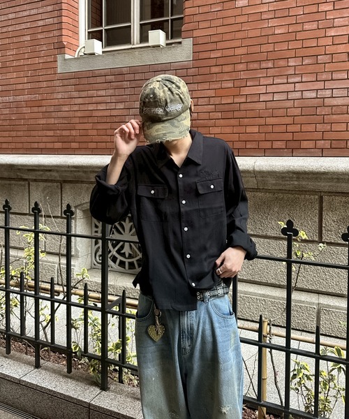 kutir（クティール） シャツ OPEN COLLAR POCKET DESIGN RAYON SHIRT