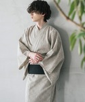 浴衣 しじら織りワンタッチ帯付きメンズ浴衣2点...の詳細画像1