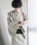 浴衣 しじら織りワンタッチ帯付きメンズ浴衣2点...の詳細画像3