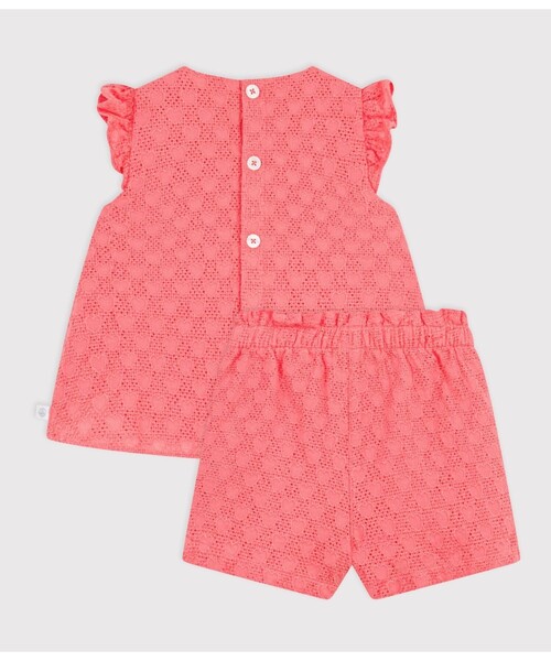 PETIT BATEAU（プチバトー） ブラウス シャツ ハート刺繍ベビー2点 
