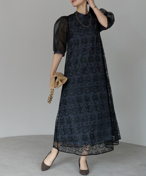 「PREFERIR」 半袖ワンピース LARGE ブラウン レディース_画像5