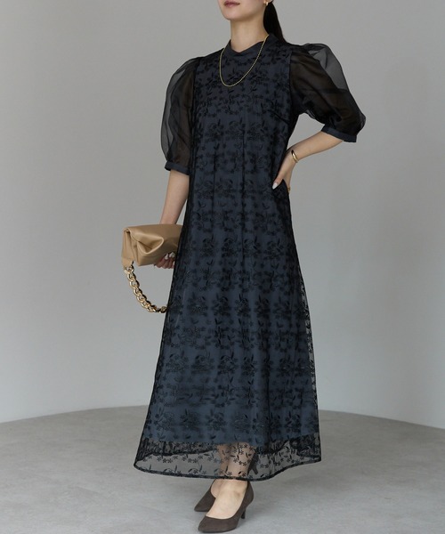 「PREFERIR」 半袖ワンピース LARGE ブラウン レディース_画像6