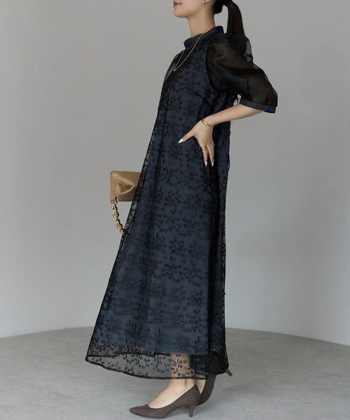 「PREFERIR」 半袖ワンピース LARGE ブラウン レディース_画像7