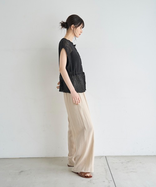 麻リネンシャツパンツ２点セット meilmada セットアップ 麻混シャツ×パンツ 2点SET レディース