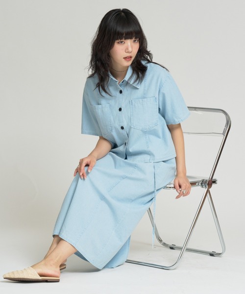 RU.TI.LE セットアップ 「RU.TI.LE」ダンガリー半そでシャツ+スカート 