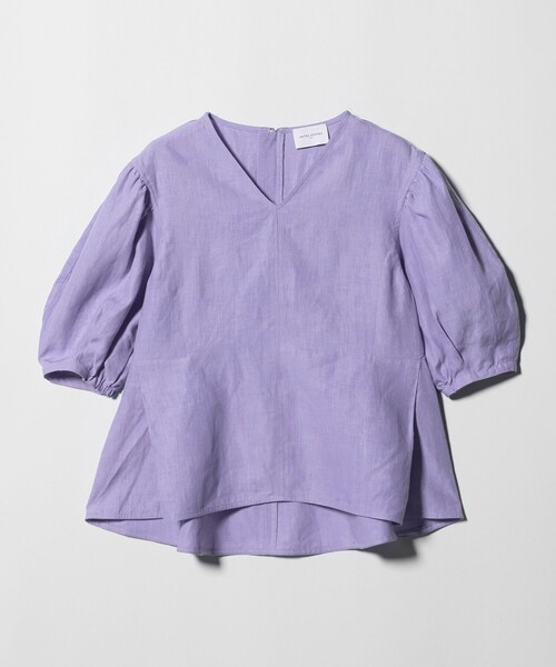 【ユナイテッドアローズ】リネン100% ラベンダーパープル　シャツ 38 UNITED ARROWS（ユナイテッドアローズ） ブラウス シャツ 半袖 リネン