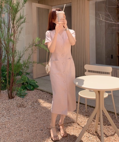 FAVORITO ワンピース 半袖 Vネックシャツワンピース : ZOZOTOWN Yahoo
