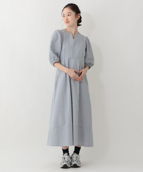 「Afternoon Tea」 半袖ワンピース MEDIUM ブルー レディース_画像6