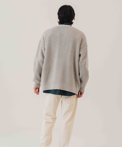 ニット メンズ WASHI＆MOHAIR RIB KNIT OVERSIZED CARDIGAN / 和紙混モヘヤ片畦編みVネックカーディガン｜zozo｜24