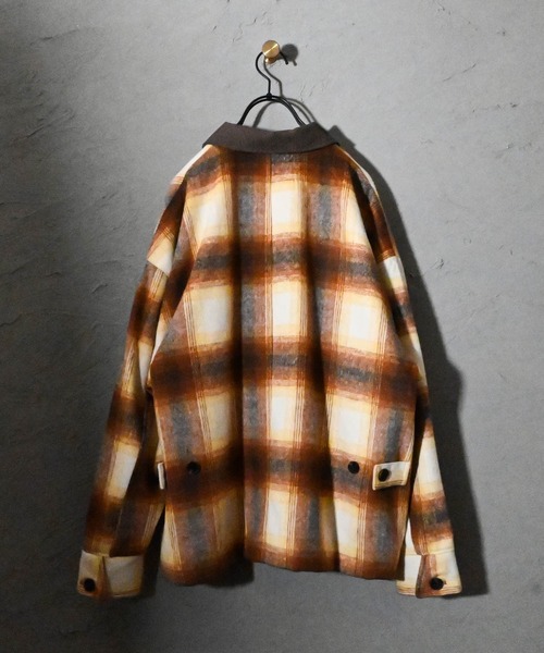 ブルゾン アウター オンブレチェック襟コーデュロイジップブルゾン
