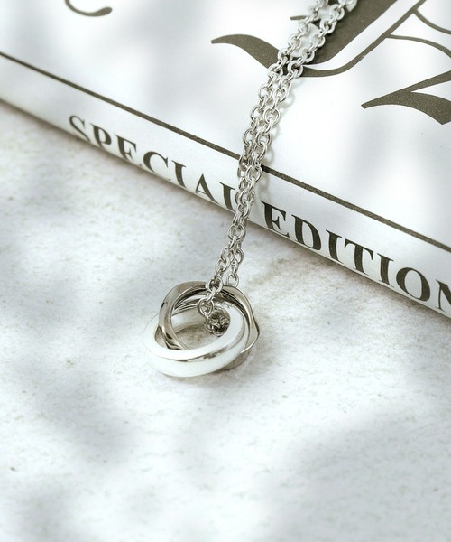 【即発】ライオンハート ネックレス ウェーブダブルリング for Gift”ウェーブダブルリングネックレス/シルバー/喜平