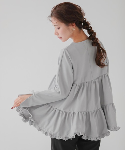 完売 fitmore フリルスリーブティアードブラウス ブラウス Fit more（フィットモア） ブラウス シャツ フリルスリーブティアード
