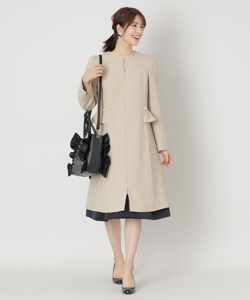 TO BE CHIC ノーカラーコート コート ポリエステルストレッチ