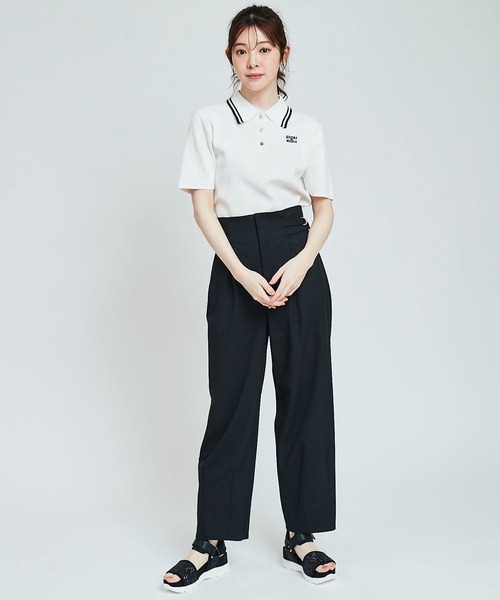 ニット セーター 「ZOZO限定」刺繍入り襟付きポロニット レディース 31 Sons de mode ポロシャツ ポロ ロゴ刺繍ポロニット