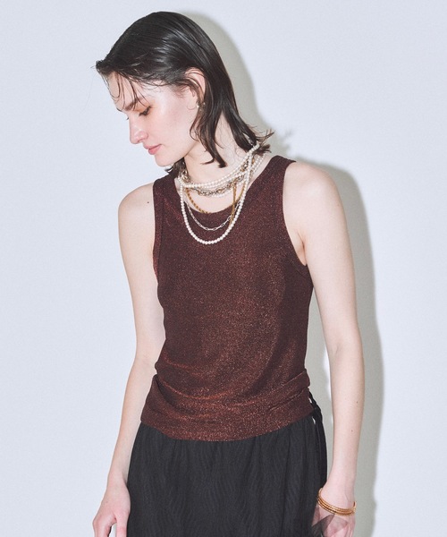 バーバリー チューブトップ◎ベアトップ ノースリーブ タンクトップ タンクトップ ノースリーブ Glitter tank top / カップ付き