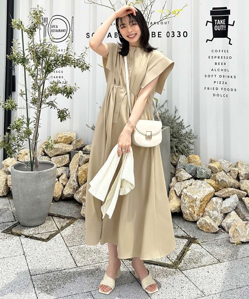 RUIRUE BOUTIQUE ワンピース 洗えるメタル釦フレンチシャツ