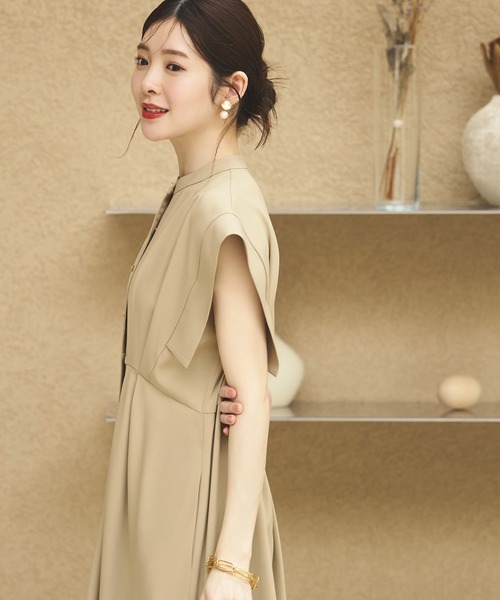 洗えるメタル釦フレンチシャツロング丈ワンピース リゾート RUIRUE BOUTIQUE ワンピース 洗えるメタル釦フレンチシャツ