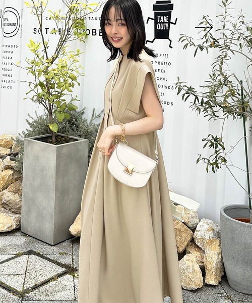 RUIRUE BOUTIQUE ワンピース 洗えるメタル釦フレンチシャツ