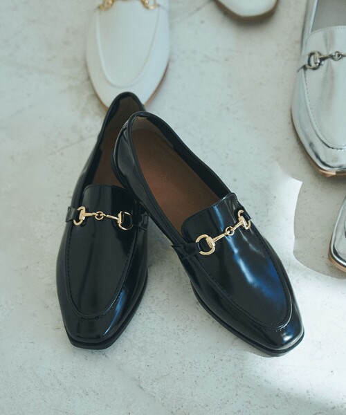 黒ローファー 金具付き 蜂刺繍 coen（コーエン） ローファー やみつきローファー（WEB限定サイズ