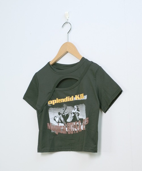 shopnikoniko tシャツ カットアウト Tシャツ 半袖 トップス
