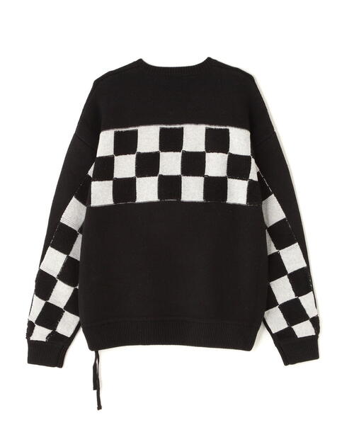 ニット セーター DankeSchon/ダンケシェーン/RV CREWNECK KNIT CHECKER レディース メンズ