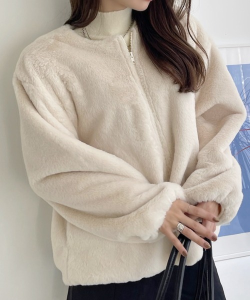 TREOVER ノーカラーコート コート ふわふわソフトタッチエコファー