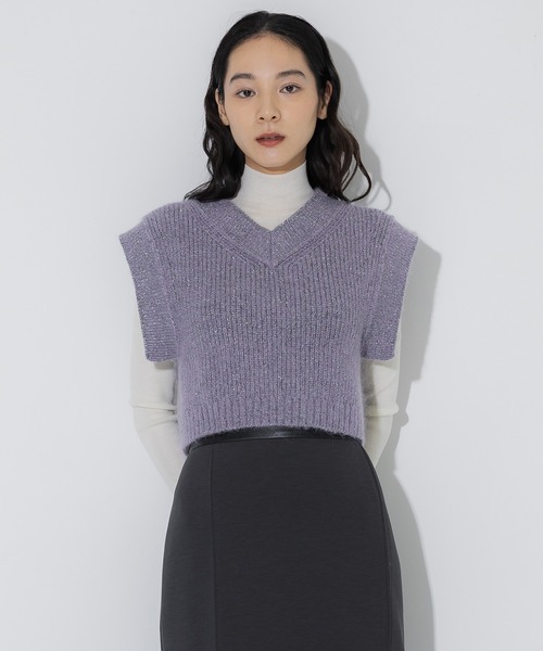tシャツ 「STUDIOUS/ステュディオス」Mohair Lame Knit Vest/モヘアラメニットベスト レディース