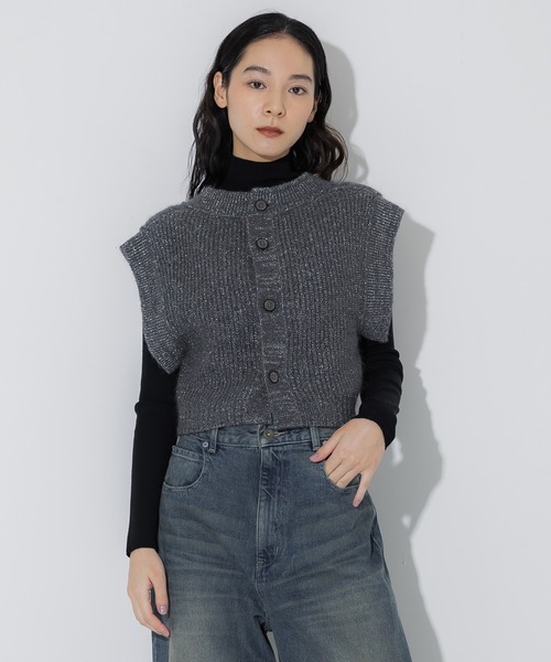 tシャツ 「STUDIOUS/ステュディオス」Mohair Lame Knit Vest/モヘアラメニットベスト レディース STUDIOUS tシャツ 「STUDIOUS/ステュディオス」Mohair Lame Knit