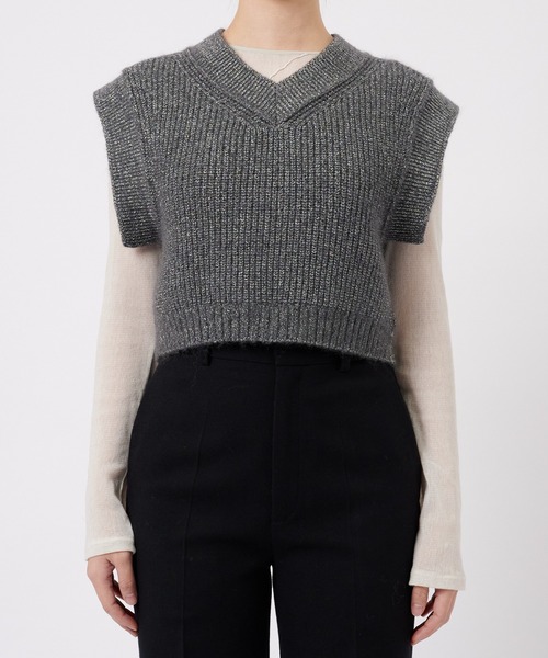 tシャツ 「STUDIOUS/ステュディオス」Mohair Lame Knit Vest/モヘアラメニットベスト レディース STUDIOUS tシャツ 「STUDIOUS/ステュディオス」Mohair Lame Knit