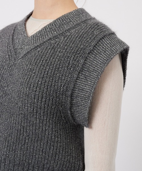 tシャツ 「STUDIOUS/ステュディオス」Mohair Lame Knit Vest/モヘアラメニットベスト レディース STUDIOUS tシャツ 「STUDIOUS/ステュディオス」Mohair Lame Knit