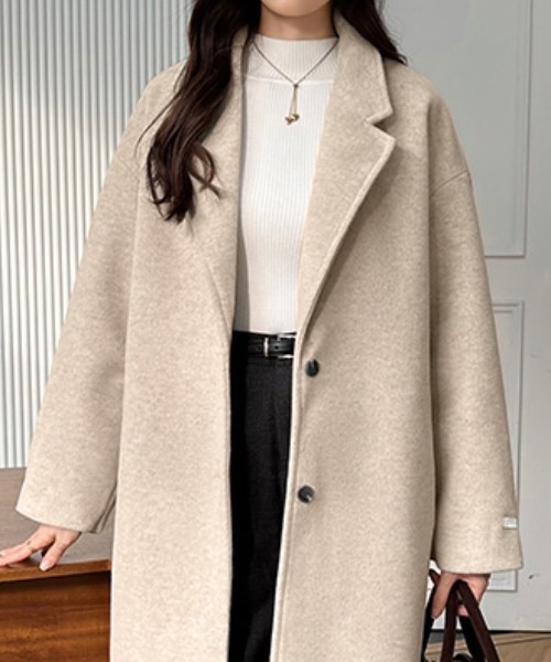 ロングコート チェスターコート ポケット シンプル シック 上品 ElegChic コート チェスターコート ビッグポケットロング